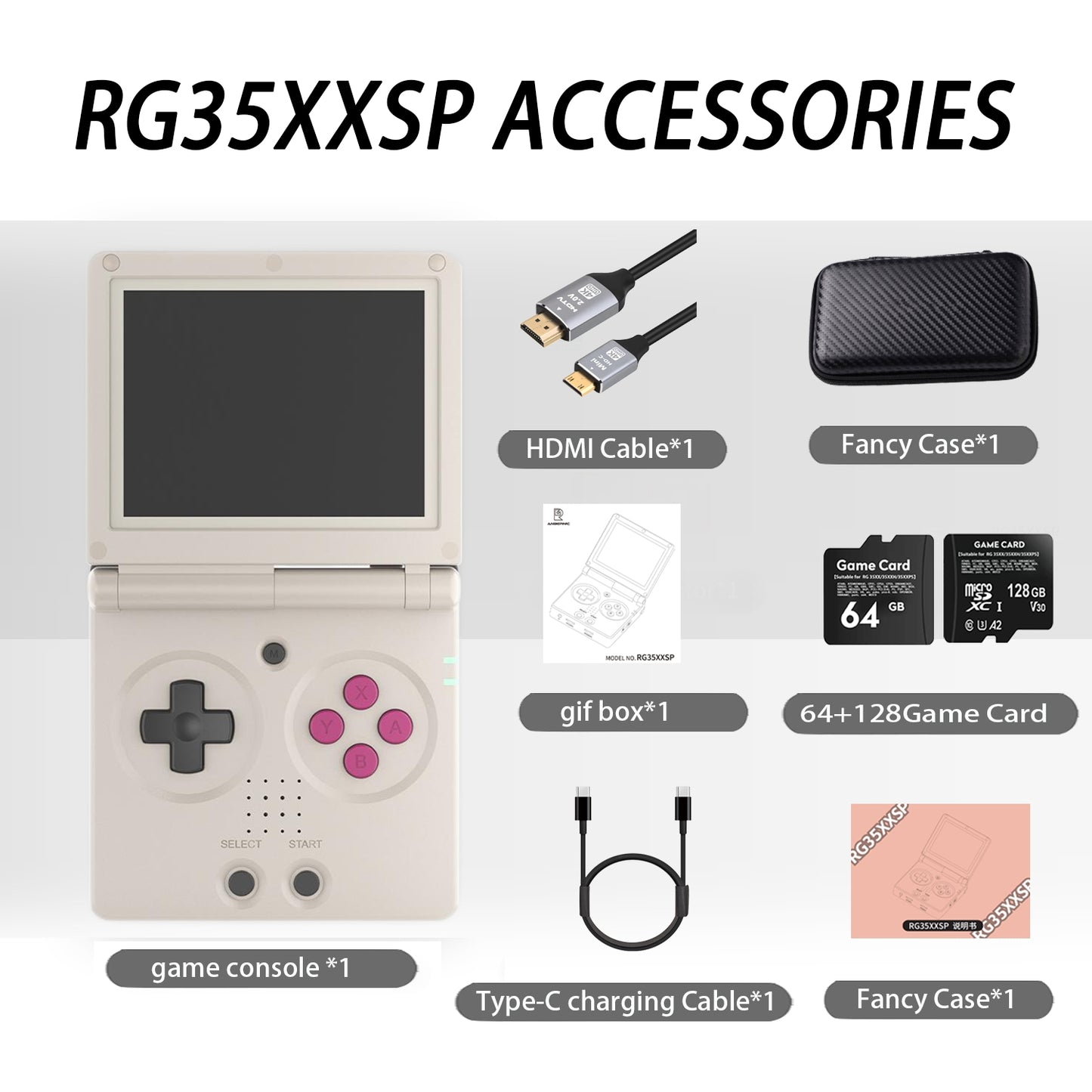 【Value for Money Bundle】Anbernic RG35XX SP【Buy 1 Get 1 HDMI Cable+1 Fancy Case+1 Screen Protector+1 Type-C Charging Cable】Handheld Game Console 3.5-Inch IPS Screen 20,000 Retro Game Playable anbernicrg35xx sp