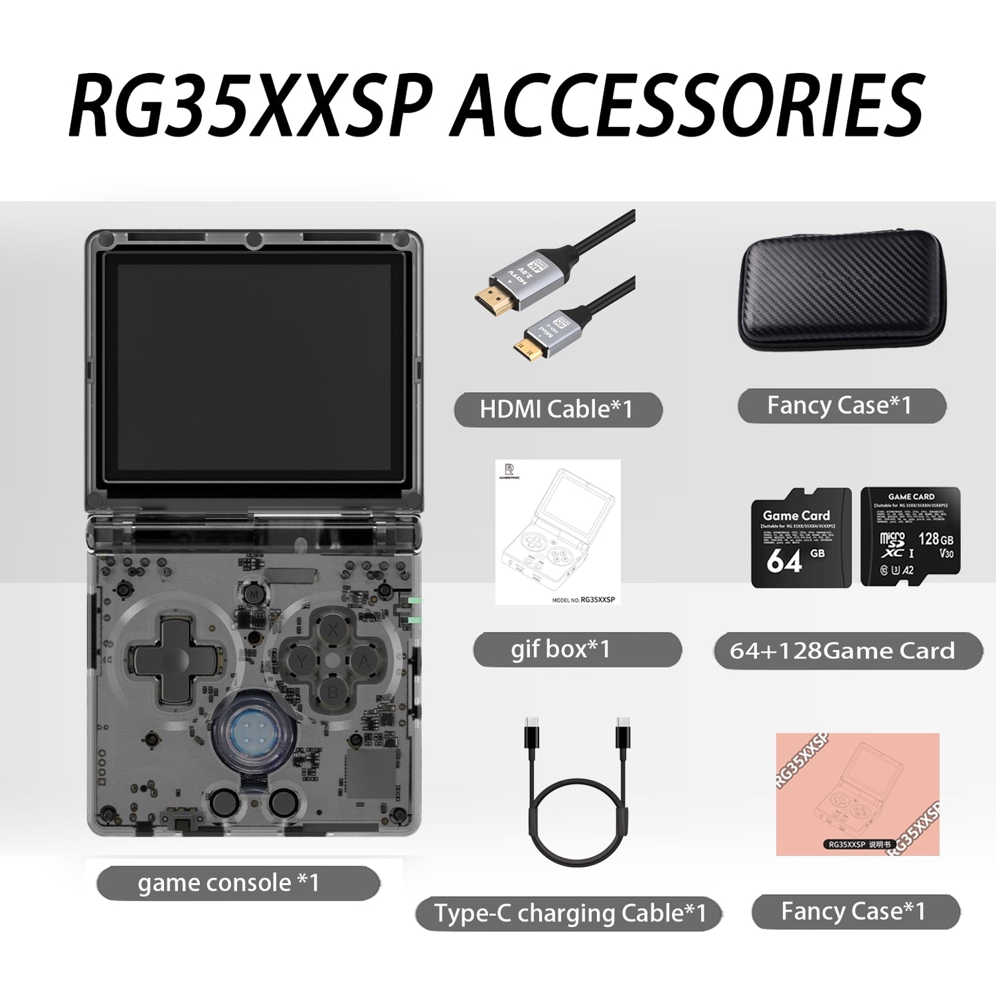 【Value for Money Bundle】Anbernic RG35XX SP【Buy 1 Get 1 HDMI Cable+1 Fancy Case+1 Screen Protector+1 Type-C Charging Cable】Handheld Game Console 3.5-Inch IPS Screen 20,000 Retro Game Playable anbernicrg35xx sp