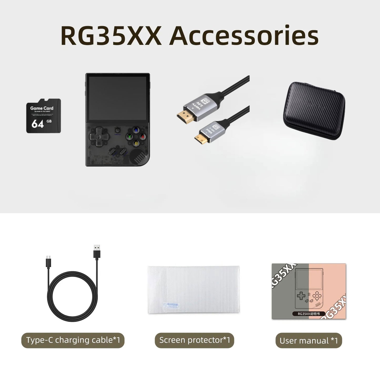 【Value for Money Bundle】Anbernic RG35XX【Buy 1 Get 1 HDMI Cable+1 Fancy Case+1 Screen Protector+1 Type-C Charging Cable】Handheld Game Console 3.5-Inch IPS Screen 20,000 Retro Game Playable anbernicrg35xx