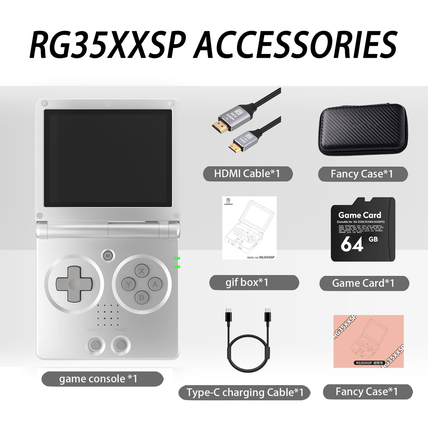 【Value for Money Bundle】Anbernic RG35XX SP【Buy 1 Get 1 HDMI Cable+1 Fancy Case+1 Screen Protector+1 Type-C Charging Cable】Handheld Game Console 3.5-Inch IPS Screen 20,000 Retro Game Playable anbernicrg35xx sp