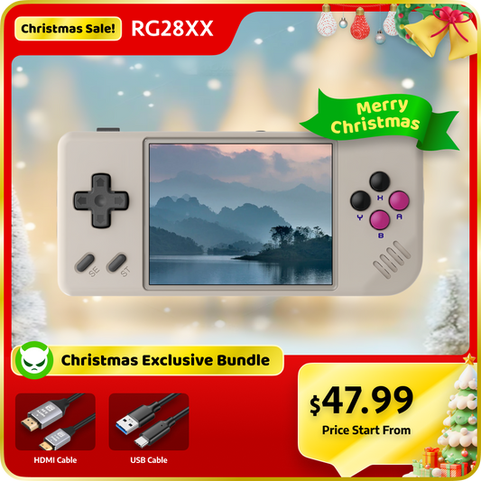 【Valuable Bundle】RG28XX【Buy 1 Get 1 HDMI Cable+1 Type-C Cable】Handheld Game Console 2.83’’ IPS Screen Linux  ARM Cortex-A53 RAM LPDDR4  1GB 3100mAh 2.4G WiFi Bluetooth HDMI TV Output Multimedia Media Vedio Player with over 20K games pre-installed