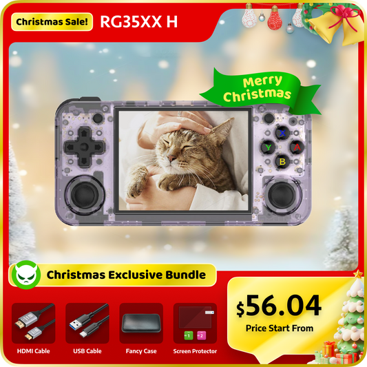 【Valuable Bundle】RG35XX H【Buy 1 Get 1 HDMI Cable+1 Fancy Case+1 Screen Protector+1 Type-C Cable】Handheld Game Console 3.5'' IPS Screen Linux  CPU H700 quad-core GPU dual- core 3300mAh 5G WiFi Bluetooth HDMI TV Output with over 18K games pre-installed