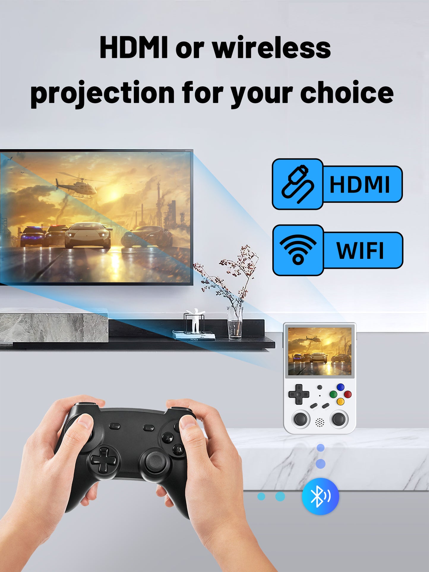 【Super Bundle】Anbernic RG353V【Buy 1 Get 1 HDMI Cable+1 Fancy Case+1 Screen Protector+1 Type-C Cable 】Handheld Game Console 3.5-Inches Display Touchable Screen Dual OS Android 11, Linux System Support 5G WiFi 4.2 Bluetooth Over 27,000Games Playable