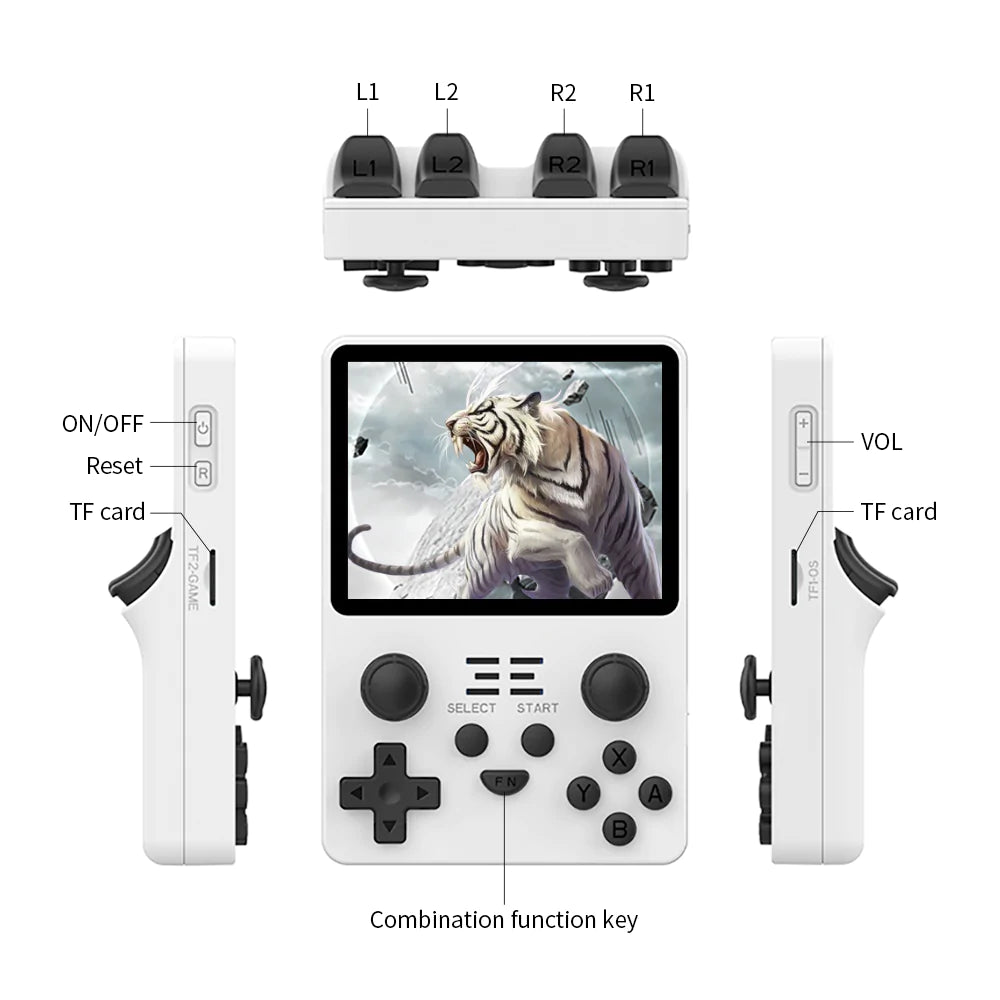 【Value Package】 Powkiddy RGB20S【Buy 1 Get 1 Fancy Case+1 Type-C Charging Cable+2 Tiger-pattern Stickers】Retro Handheld Game Console 64GB/128GB+16GB HD IPS-LCD Over 20 Emulators with 21K Selected Retro Games Playable