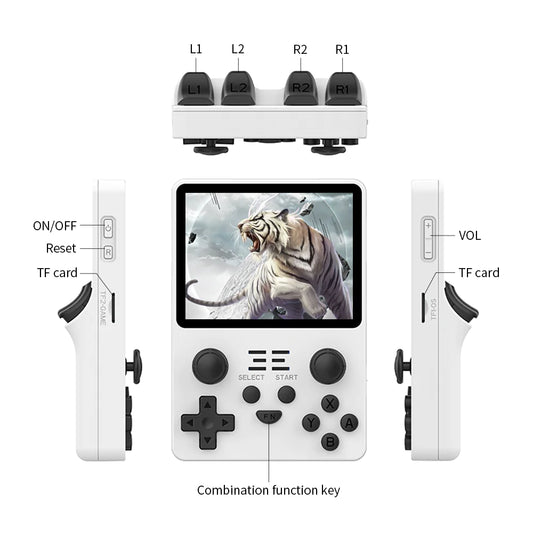 【Value Package】 Powkiddy RGB20S【Buy 1 Get 1 Fancy Case+1 Type-C Charging Cable+2 Tiger-pattern Stickers】Retro Handheld Game Console 64GB/128GB+16GB HD IPS-LCD Over 20 Emulators with 21K Selected Retro Games Playable