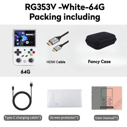 【Super Bundle】Anbernic RG353V【Buy 1 Get 1 HDMI Cable+1 Fancy Case+1 Screen Protector+1 Type-C Cable 】Handheld Game Console 3.5-Inches Display Touchable Screen Dual OS Android 11, Linux System Support 5G WiFi 4.2 Bluetooth Over 27,000Games Playable