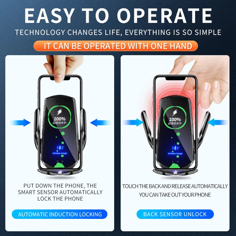 【Followers’ Benefit-Buy 1 Get 6 】Q3 Car Wireless Charging Mobile Phone Holder Induction Opening and Infrared Sensor Phone Holder Navigation Holder Wireless Charging