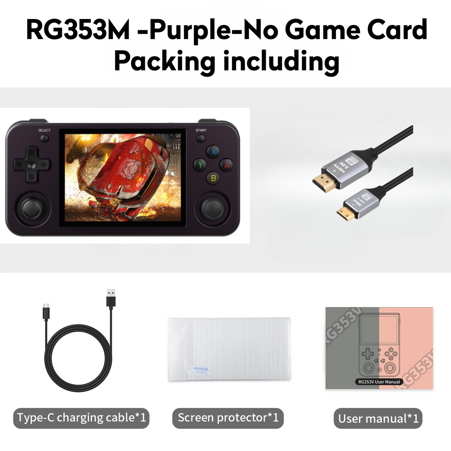 【Super Deal Package】ANBERNIC RG353M【Buy 1 Get 1 HDMI Cable+1 Fancy Case+1 Screen Protector+1 Type-C Cable 】Aluminum Alloy CNC Process Dual OS Android 11 + Linux System Support 5G WiFi 4.2 Bluetooth HDMI Touchable Screen Over 26 Emulators with 27000 Games